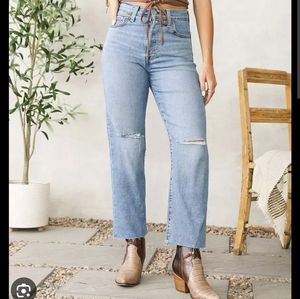 Pristine Levi's Ribcage Straight Ankle Jeans Women's Size 28x27